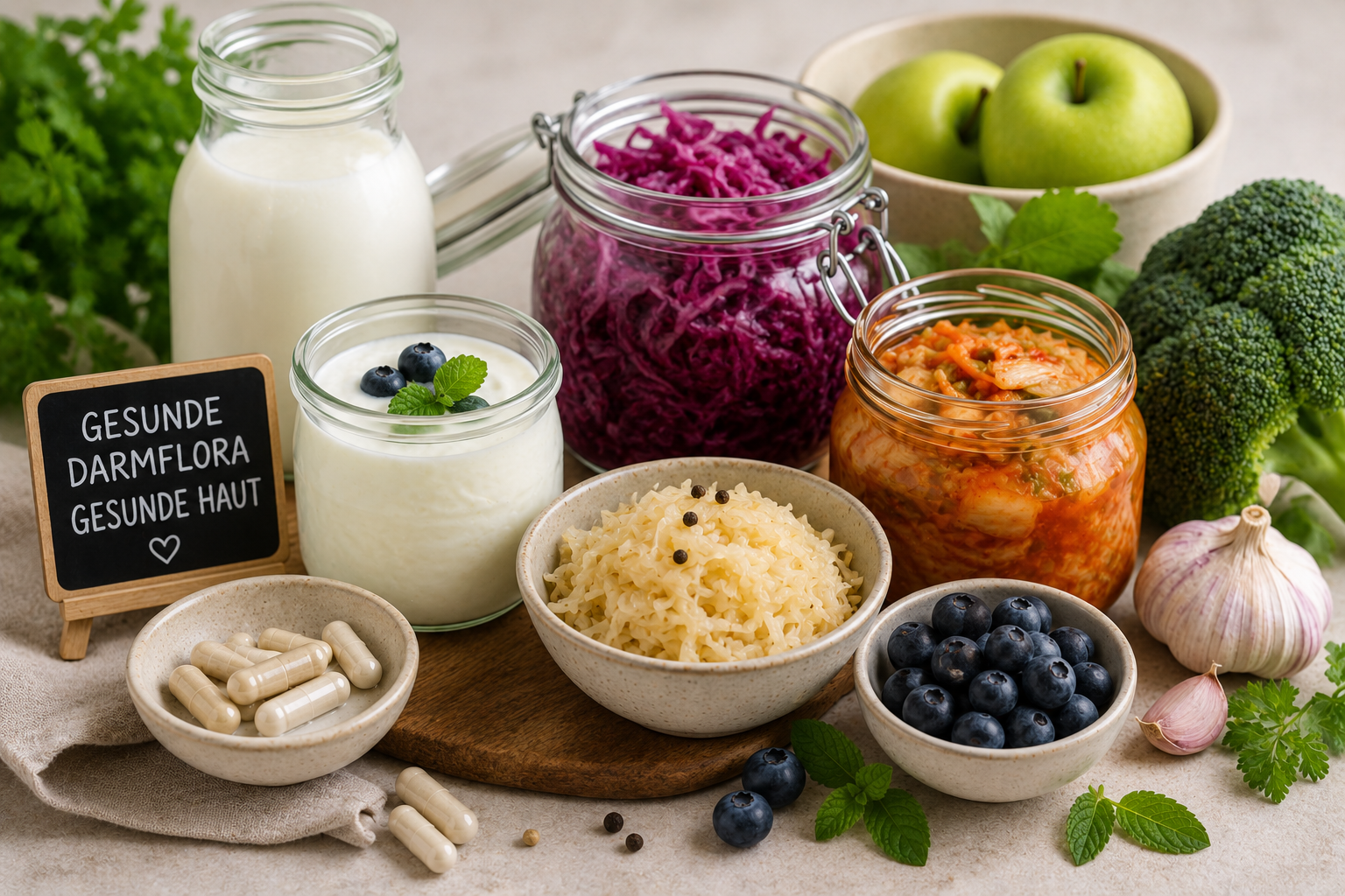 Darmflora und Akne – Mikrobiom und Ernährung Fermentierte Lebensmittel und Probiotika zur Unterstützung einer gesunden Darmflora bei Akne