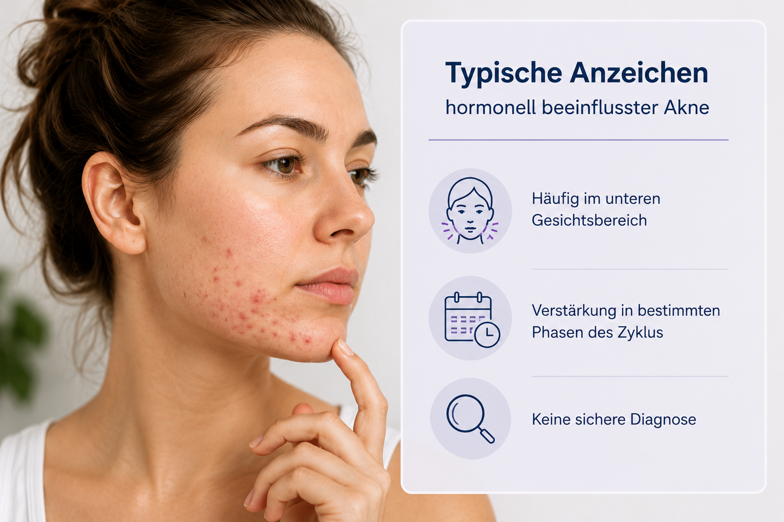 Akne im Erwachsenenalter mit typischen Hautveränderungen im unteren Gesichtsbereich