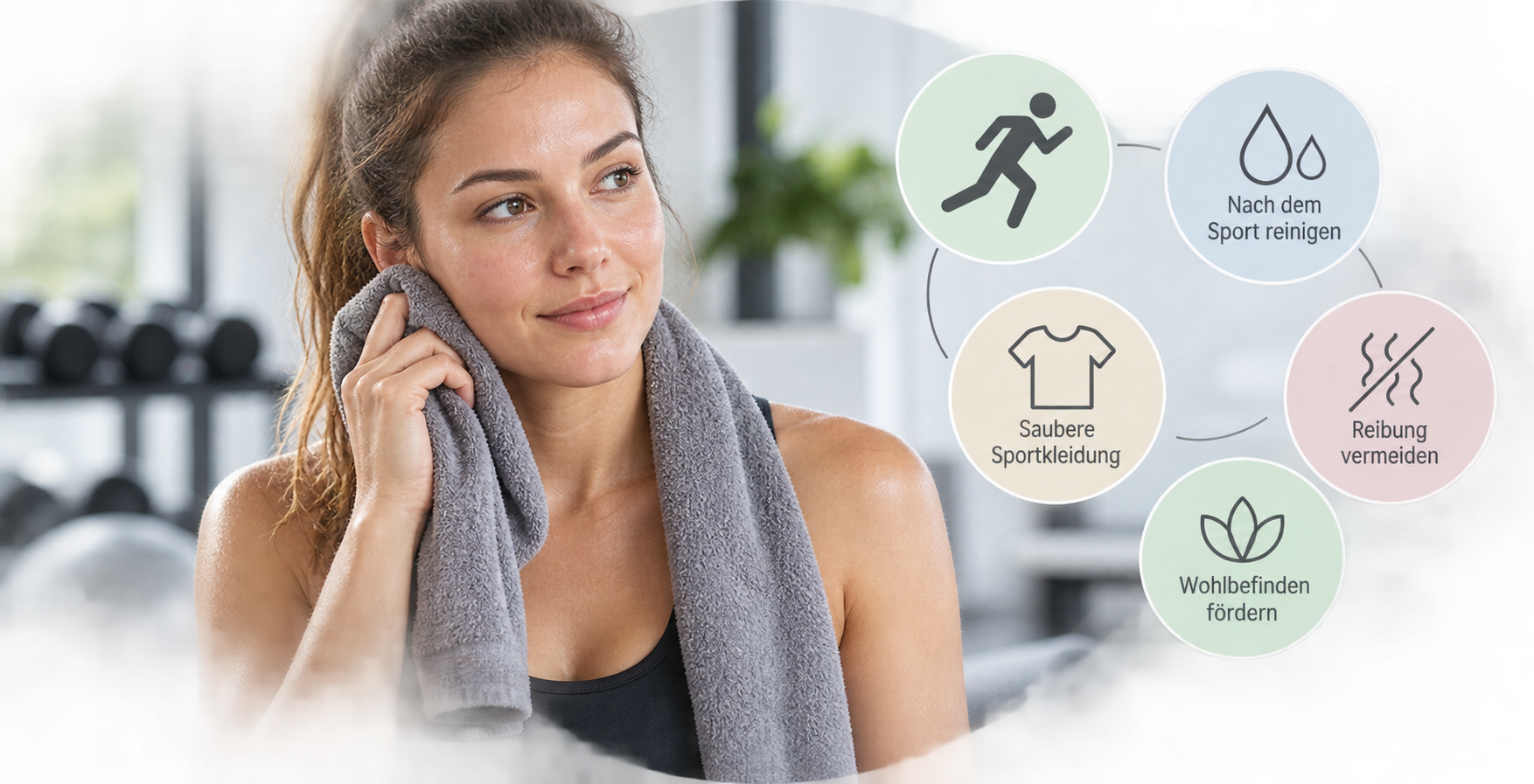 Lebensstil und Akne: Frau beim Sport mit Handtuch